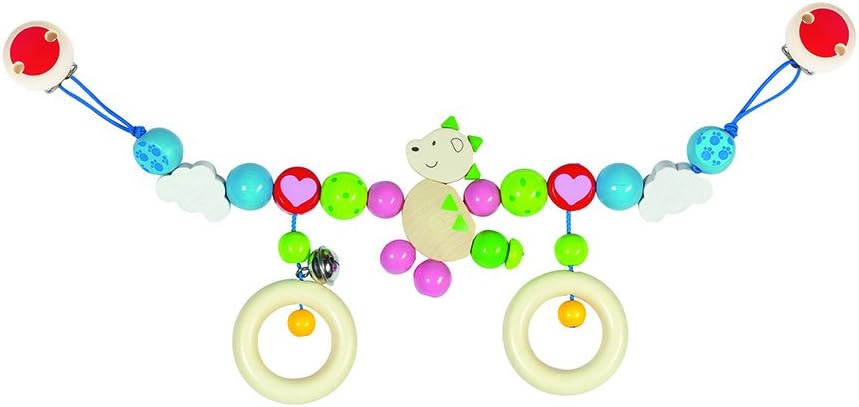 Heimess 737760 Wooden Pram String Clip On (Dinosaur)