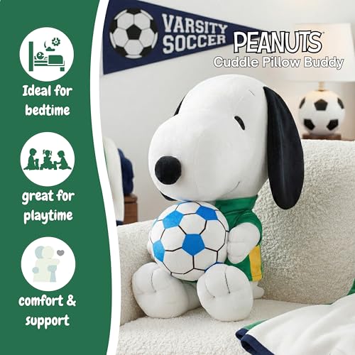Image of Peanuts Snoopy Soccer Plush Cuddle Pillow Buddy, Kids Bedding Super Soft Sports Pillow, 17 inch Tall, 2026 World Soccer Tournament (Officially Licensed Product) by Franco Collectibles