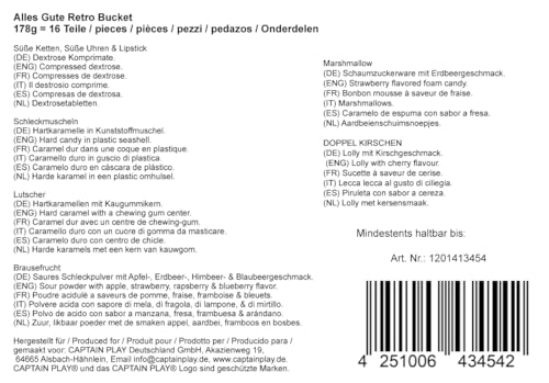 CAPTAIN PLAY Alles Gute Retro Süßigkeiten Mix, 16 Teile einzeln verpackt, Geschenk Box mit 8 Sorten ohne Schokolade, 178g besonderer Süßigkeiten Mix
