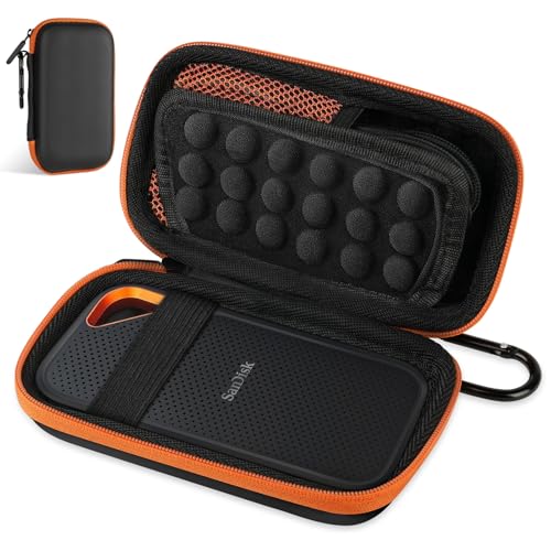 AMFUN Naranja Funda de Disco Duro, Funda Protectora de Viaje Bolsa de Almacenamiento, Fundas rígida para Portable External,para Fundas Estuche para WD My Passport SSD