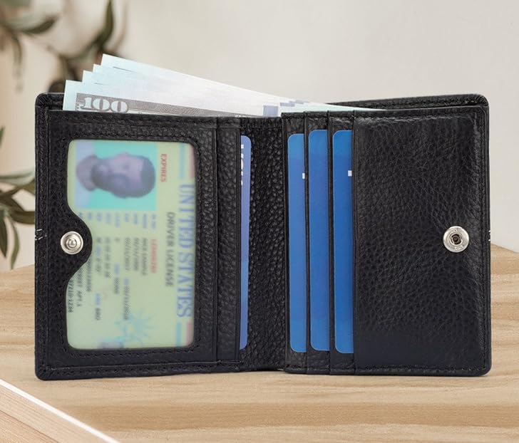 Vintage Genuine Leather Wallet for Men Cowhide RFID Blocking Multiple Card Slots Slim Design (Black)3