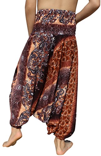 RaanPahMuang Smock Waist Rayon Aladdin Harem Baggy Pants in Mixed Artworks2