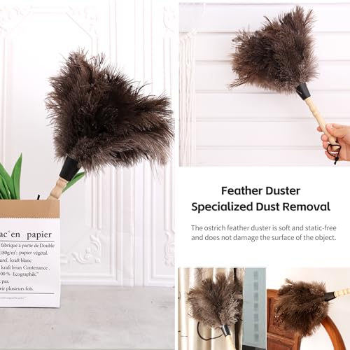 image for iHUFeather Ostrich Feather Duster 14 inch Feather Duster Fluffy Natura