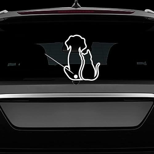 Miniatura 4 de Nouiroy - Adhesivo para limpiaparabrisas trasero de perro y gato divertido cachorro gatito amigos calcomanía reflectante para ventana trasera de