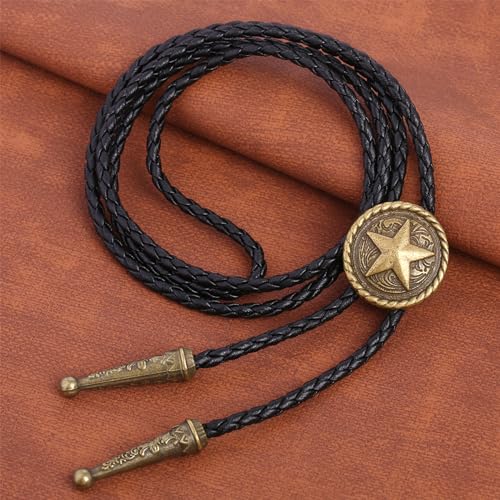 Image of Cowboy Bolo Tie for Men, Vintage Cow Skull Bolo Tie Necklace Native American Necktie for Men Women