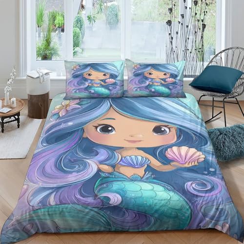 Housse de couette sirène résistante et douce pour lit 135x200