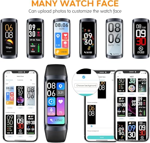 Image of Fitness Tracker,2025 Smart Watch with Blood Pressure Heart Rate & Sleep Monitor IP67 Waterproof Step Calorie Counter Pedometer Fitness Activity Watch for Men Women Android iOS Phone (Black)