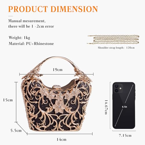 Image of CORIOS Women Rhinestone Evening Bag Sparkly Sequin Purse Crystal Clutch Bag Bridal Wedding Handbag Glitter Shoulder Bag