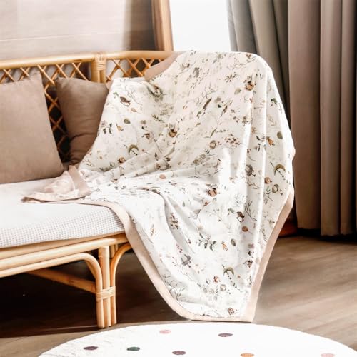 Image of GRSSDER Muslin Cotton Quilt Blanket - Silky Soft and Breathable Baby Blanket Quilt, Oversized Muslin Blankets for Newborns, Toddlers & Kids, 6 Layers Reversible Design for All Seasons, 47 inch x 47 inch