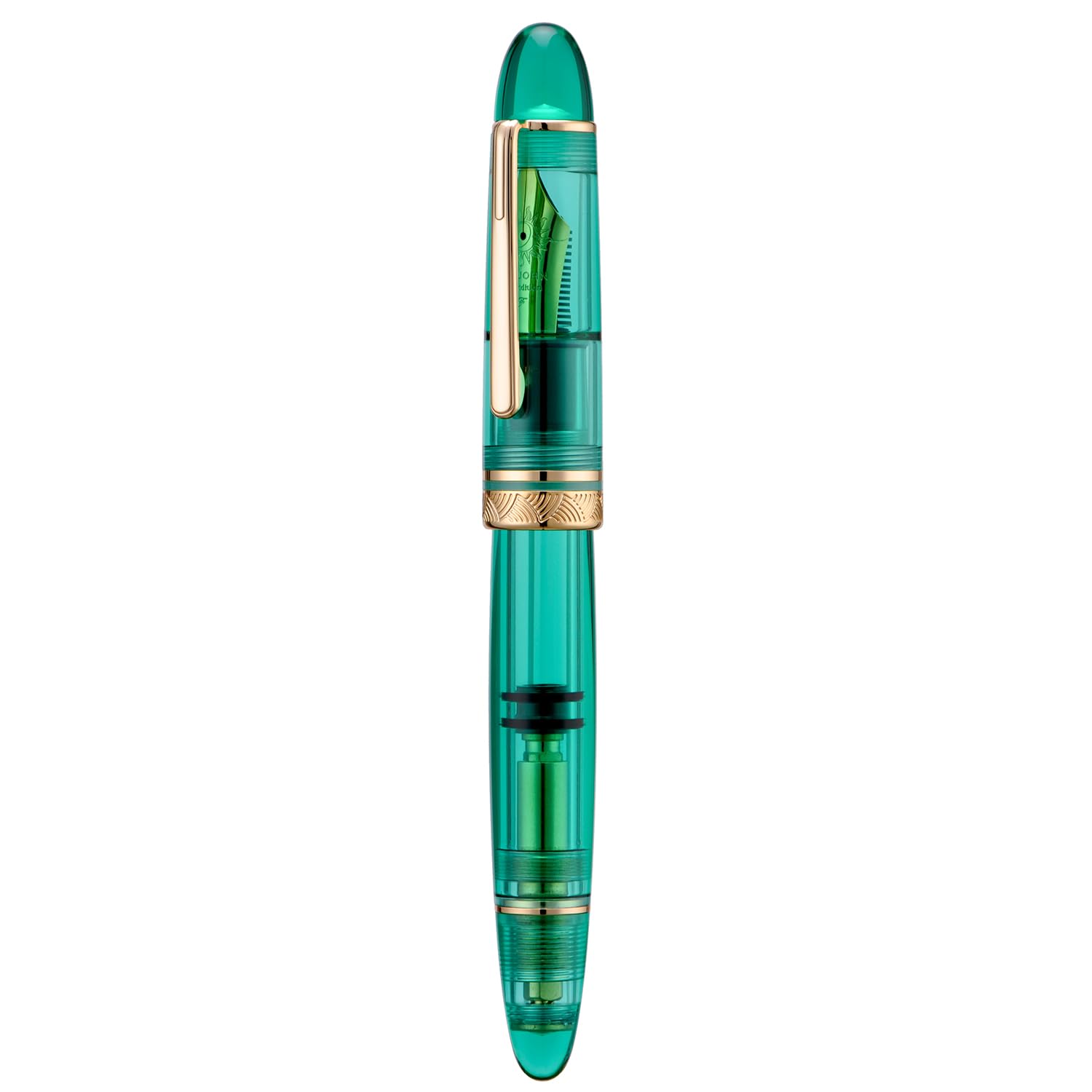 erofa Majohn P140 Pluma de pistón NO.8 Pluma media, gran capacidad Transparente Verde Acrílico Pluma de escritura Regalo con caja