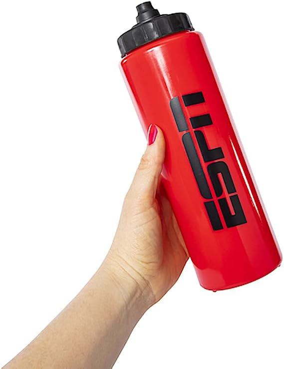 ESPN Squeeze Sport Water Bottle 30 ounce (Red)
