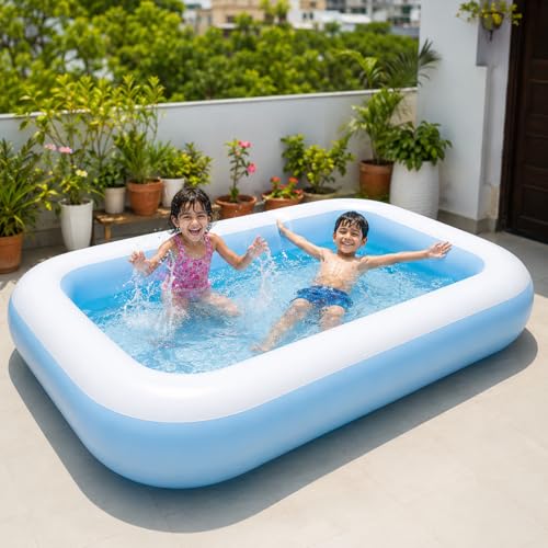 Image of CHICKMAMA Inflatable Kids Swimming Pool with Electric Pump | 5.5 Feet Bath Tub for 5 to 10 Years Kids | Quick Setup Portable Pool for Boys & Girls Age 3-10 | Family Swimming Pool Big Size