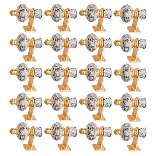 Image of Stylish Curtain Hooks /Knobs /Bracket for Home - White Marble Gold Finish (20P, White Marble)
