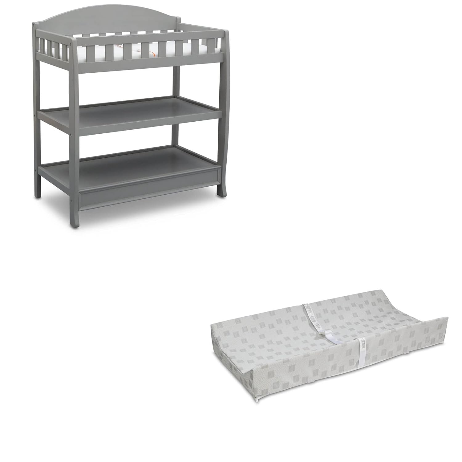 Delta Children Infant Changing Table with Pad, Grey and Waterproof Baby and Infant Diaper Changing Pad, Beautyrest Platinum, White : Baby