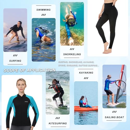 Chaqueta para mujer Wetsuits 2mm y pantalones 3mm, traje de neopreno de manga larga para mantener el calor, ideal para natación, surf, buceo y snorkel miniatura 2