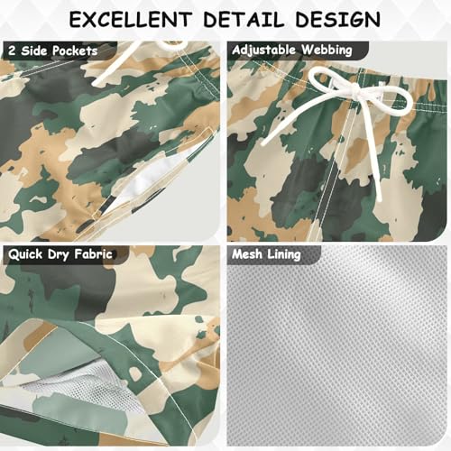 Boccsty Brown Camo Green Army Camouflage Boys Swim Trunks Baby Kids Swimwear Summer Toddler Beach Board Shorts 2T3