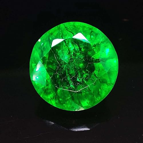 Ramagems Natural Green Emerald Loose Gemstone For Jewelry Making Round Cut 8-9 Cts Certified Emerald Panna Stone Genuine Healing Crystal #TOP2