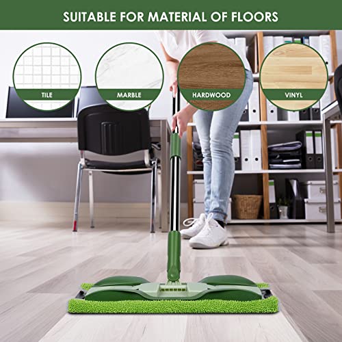 Ozd Microfiber Flat Mop For Floor Cleaning, Dust Floor Mop With 52.4'' Stainless Steel Handle, Household Wet & Dry Mops For Laminate, Vinyl Plank, Tile, With 4 Washable Pads & 1 Dirt Removal Scraper #TOP6