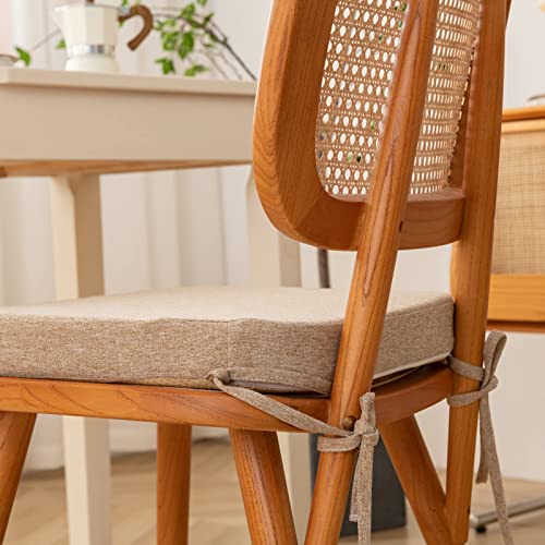 Eiury Kitchen Chair Cushions With Ties - High Density Sponge Seat Cushion And Dining Room Chair Pad 17 X 16.5 Inches Non Slip Rubber Back Seat Cover Machine Washable - Beige #TOP4