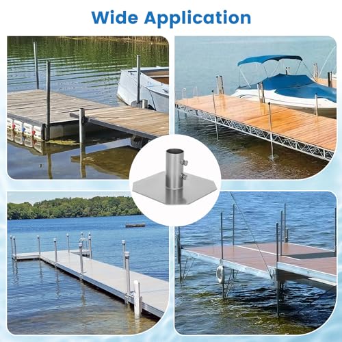 Lonsge Stationary Dock Base Plate 4 Pack, Floating Dock Brackets Hardware for Feet Post Pipe Pole Leg