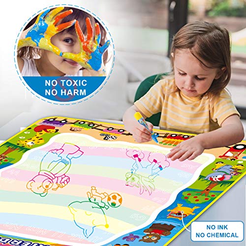 Joyfia Doodle Doodle Mat 100 x 100 cm, met waterpennen, model, fotoboek, aqua-tekenmat voor kinderen, verjaardagscadeau… - Image 3