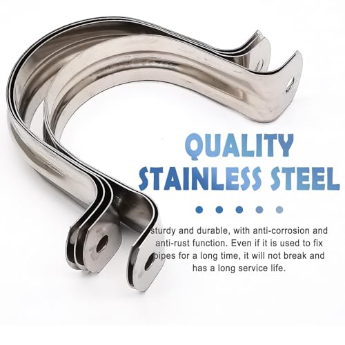 Image of Nge 3inch Rigid Pipe Strap Clamp, Two Hole Strap,U Bracket Tube Clip, Stainless Steel Heavy Duty Pipe Fasten Holder, For The Inner Diameter of Water Pipe is 3 Inche,10PCS