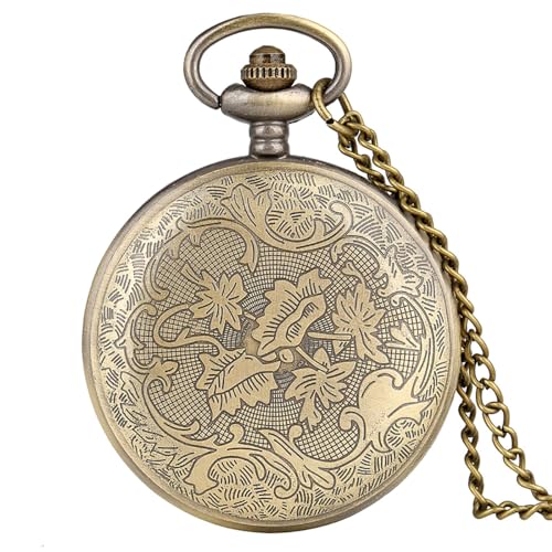 Image of VIGOROSO Mens Vintage Pocket Watch for Men Antique Quartz Pocket Watches with Chain Steampunk Flip Cover Arabic Numerals Birthday Christmas Halloween for Dad Grandpa Grandma Gift for him her