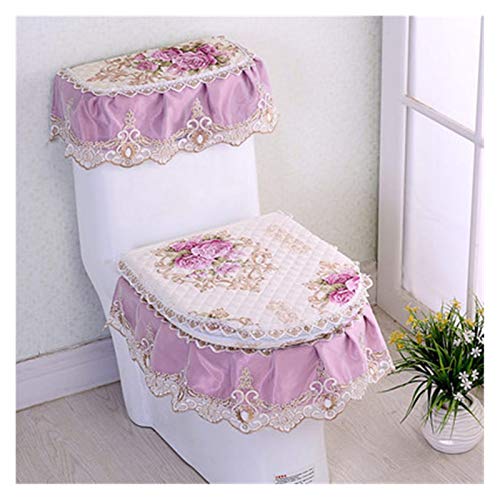 WAYYQX Toile Sitzbezug-Pads, 3-teiliges Set mit Spitzensitz WC U-förmigem Badezimmer-Zubehör aus Spitzenstoff, WC-Sitzbezug im koreanischen Stil, waschbarer Toilettensitzkissen (Farbe: G) – Bild 4