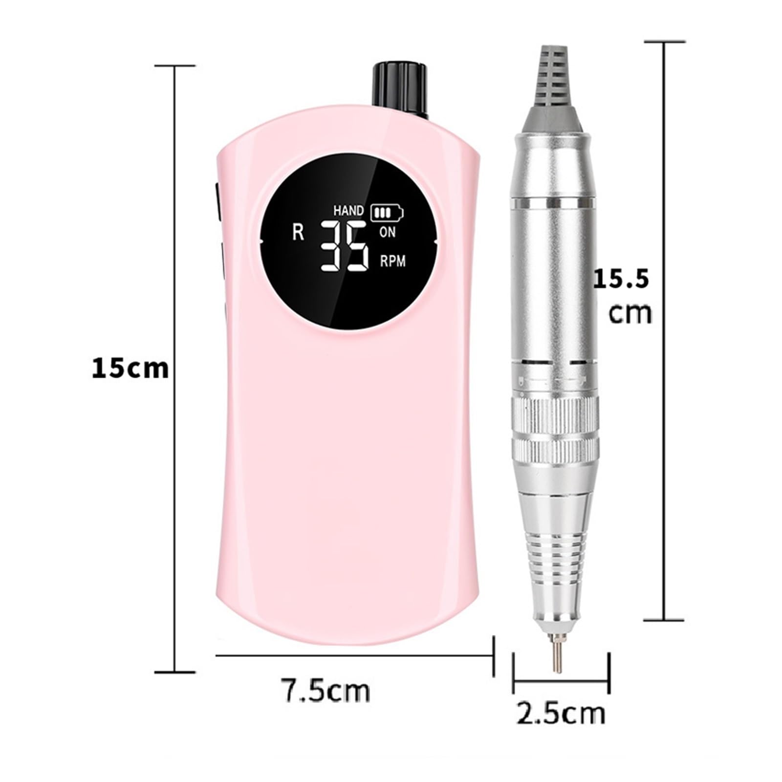 Obcinacz do paznokci, 35000RPM przenośna elektryczna wiertarka do paznokci z wyświetlaczem LCD, akumulatorowa szlifierka do paznokci do lakieru akrylowego(Pink)