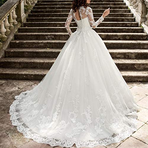 Sweetheart Wedding Dress for Bridal, Scoop Lace Ball Gown Wedding Dress Bridal Gowns with Long Sleeves3