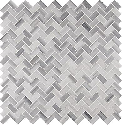 MSI AMZ-MD-00015 MSI Bergamo Herringbone Polished Marble Kitchen Backsplash, Bathroom, Floor, Accent, Shower Wall, Mesh-Mounted Mosaic Tile, (9.4 sq. ft x 12in, Gray, 9 Square Feet
