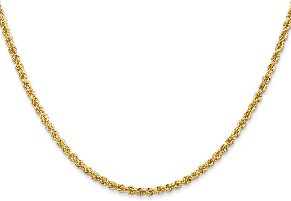 14k 2.25mm Regular Rope Chain 30 Inches