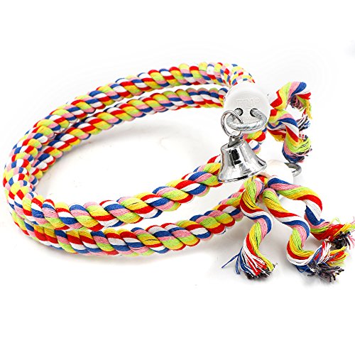 Rusee Touw Bungee Vogelspeelgoed, Kleine of Middelgrote Papegaai Speelgoed Pure Natuurlijke Kleurrijke Kralen Kooi… - Afbeelding 6