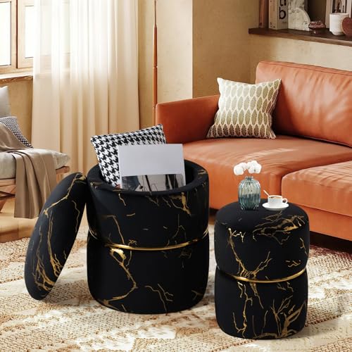 Ckaff 2er Set Hocker mit Stauraum, Sitzhocker mit Stauraum...