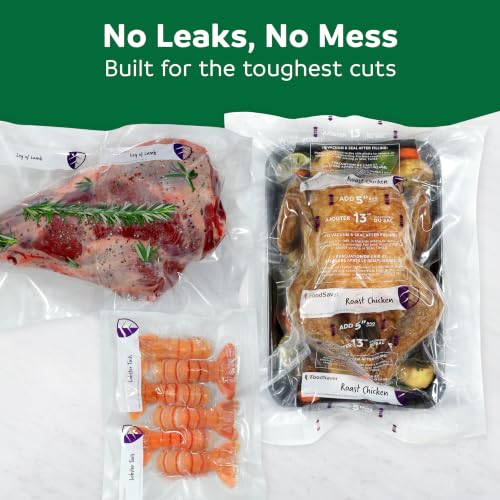 Image of FoodSaver Heavy Duty Vacuum Sealer Rolls, 2 Pack XL 11 inch x 16' Rolls (32 Total Feet), Expands to 14 inch, BPA-Free Bags for Storage, Sous Vide, Meal Prep