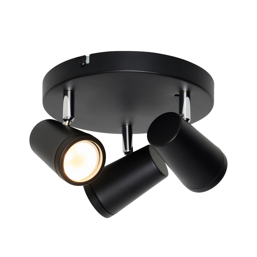 LITECRAFT Trisha Spotlight Plate Bathroom GU10 Adjustable 3 Light - Matte Black