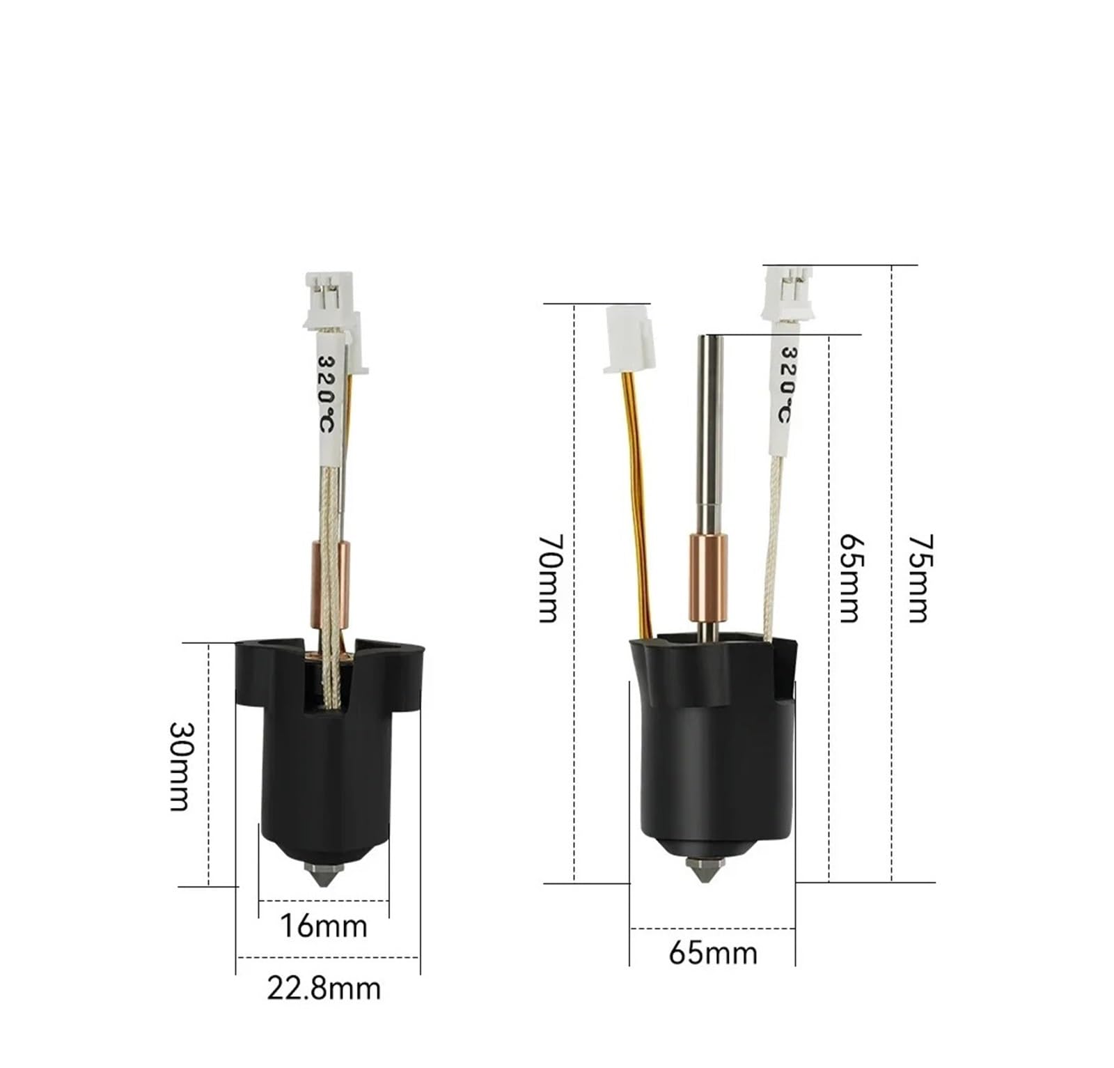 K1C K1 Max Keramik Heizblock-Set 3D-Druckerteile Schnellwechseldüse Wärmeunterbrechungswiderstand(Hotend black N0.6)