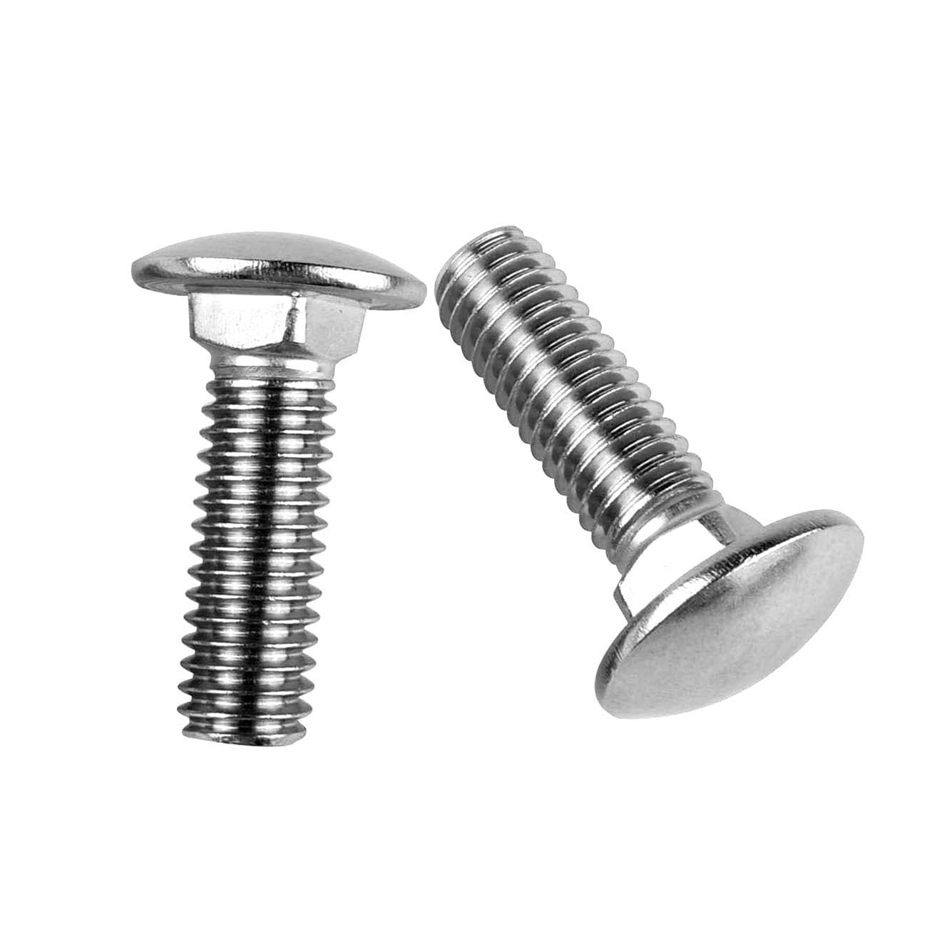 1/4-20 x 1 Carriage Bolts Screws, 304 Stainless Steel 18-8 Round Head, Square Neck, Fully Threaded, Black Finish 25Pcs