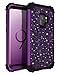 Casetego Compatible Galaxy S9 Case,Glitter Sparkle Bling Three Layer Heavy Duty Hybrid Sturdy Armor Shockproof Protective Cover Case for Samsung Galaxy S9-Shiny Purple