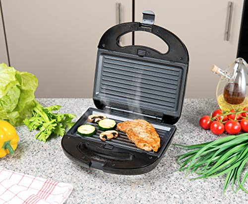 Rosenstein & Söhne Sandwichtoaster: 3in1-Sandwichmaker, Waffeleisen & Tischgrill, Anti-Haft, 800 Watt (Sandwich Maker 3… – Bild 8