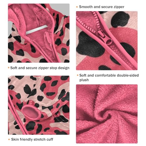 Red Black Spotted Print Girls Fleece Jacket Girls Fall Jacket Girl Coats Zip Up Hoodie Children Sherpa Warm Outerwear 2-10T3