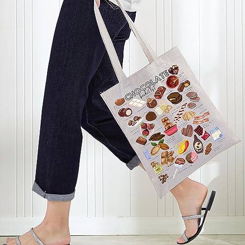 Bolso tote de lona marrón chocolate para mujeres, ideal como regalo temático de chocolate miniatura 3