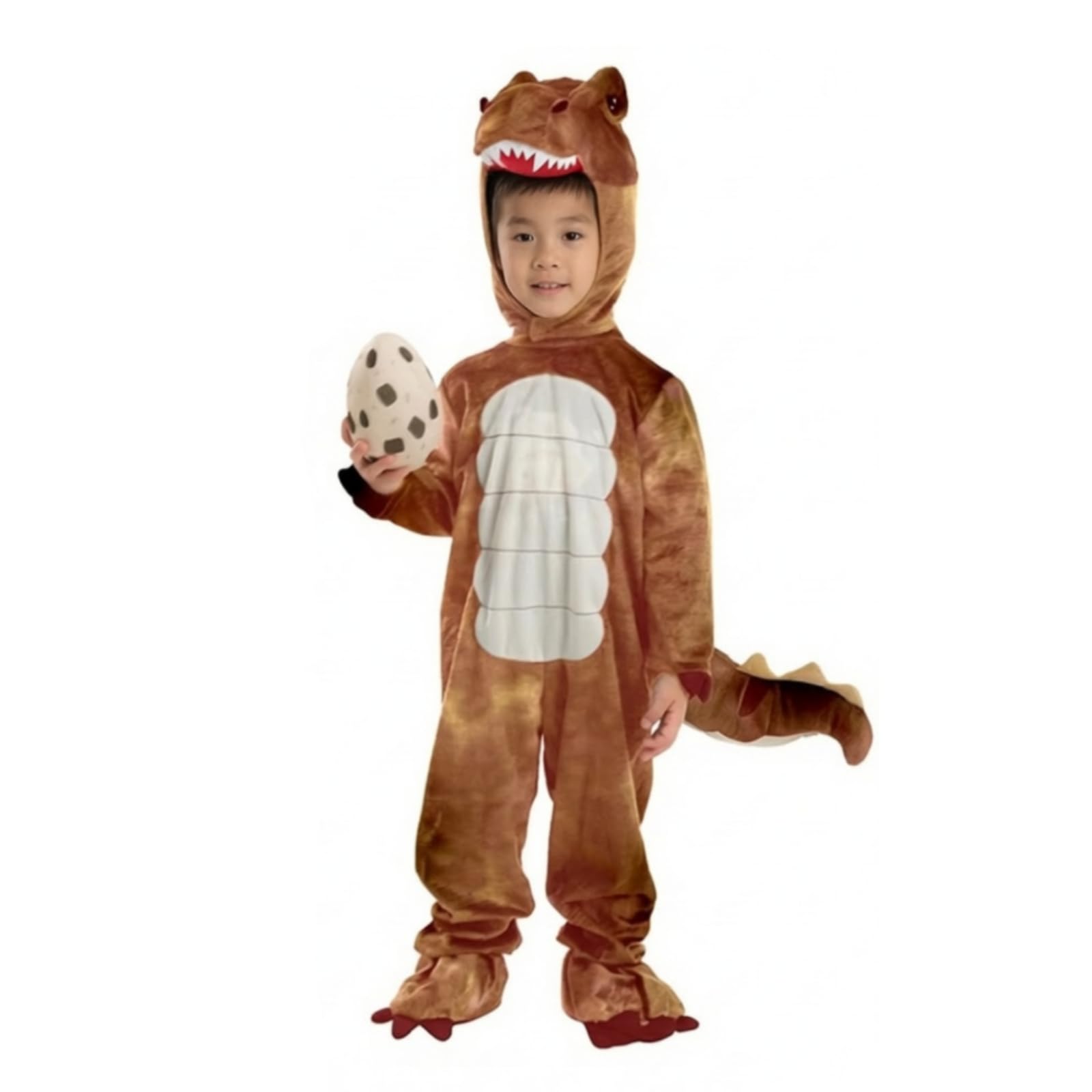 Tuta da Dinosauro Delicato sulla Pelle | Unisex, Costume da Dinosauro con Cappuccio, Morbido, per Halloween, Feste in Maschera, Bambine, Giallo, 140cm