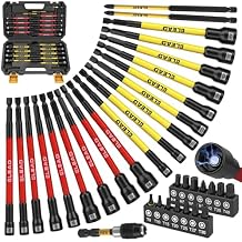 Magnetic Nut Driver Bit Set, 35-Piece Extra Long Nut Driver Set for Impact Drill, Metric & SAE, PH1 & PH2 Screwdriver Bits 1/4 Drive Shank Adapter Extension, Durable for Professional Projects