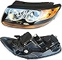 DNYSYSJ Headlight Assembly Set 2007-2012 Santa Fe 6Pin Black Yellow Headlights Assembly Pair Headlamp Light Front Left Right Headlamps Replacement (Driver's Side Front, Left)