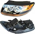 DNYSYSJ Headlight Assembly Set 2007-2012 Santa Fe 6Pin Black Yellow Headlights Assembly Pair Headlamp Light Front Left Right Headlamps Replacement (Driver's Side Front, Left)