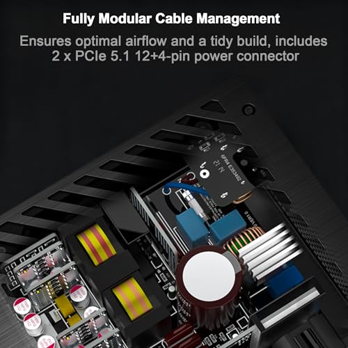LC-POWER Alimentatore PC Modulare 1200W 80 PLUS Platinum, ATX 3.1, 135mm Ventola Silenziosa, 10 Anni Garanzia (LC1200P2 V3.1) - Alimentatore - Immagine 5