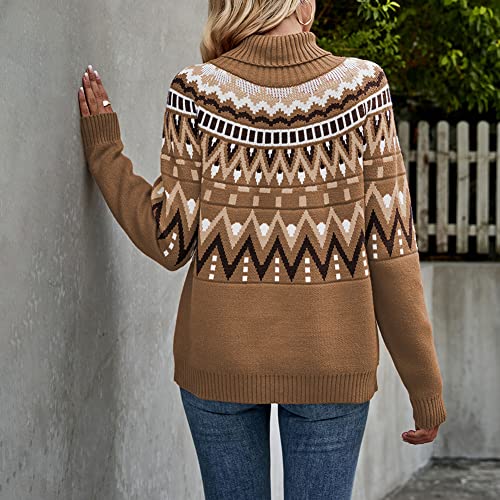 Image of JUNBOON Women's Casual Leopard Print Knitted Pullover Sweaters Long Sleeve Crew Neck Jumper Tops