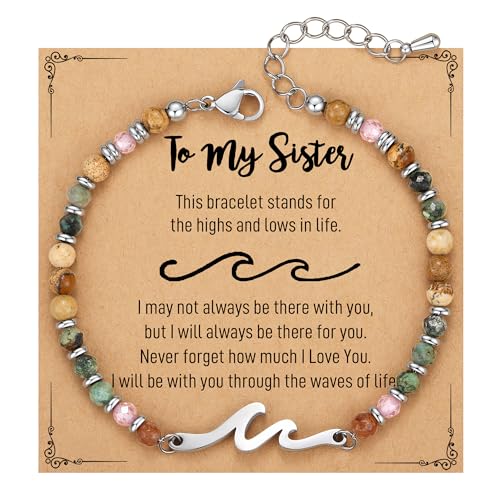 TONY & SANDY Sister Gifts, Birthday Gifts for Sister, Wave Bracelet for Women, Sisters Graduation...