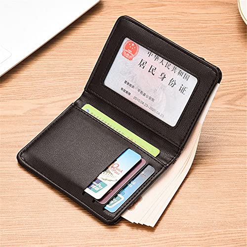 Short Wallets ID Card Holder Credit Card Thin Wallet Business Bifold Money Clip(Black)4